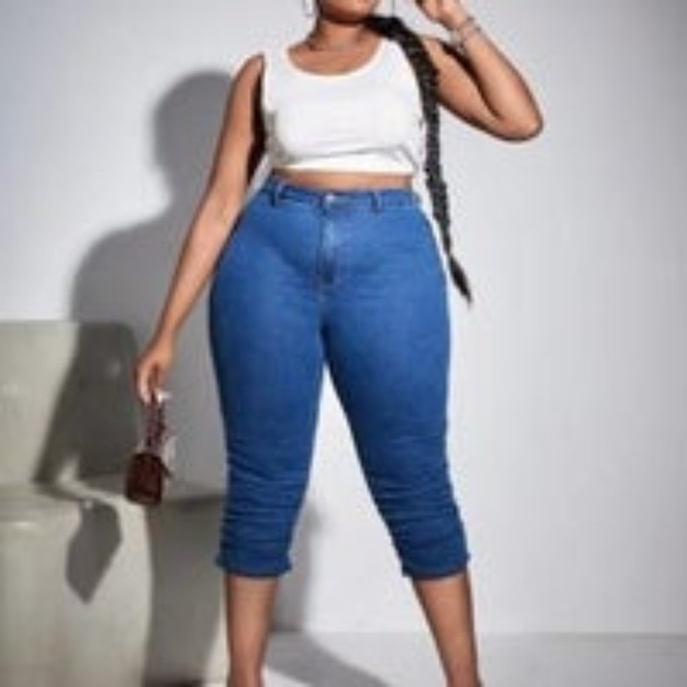 Plus High Waist Ruched Side Skinny Jeans Size 3XL